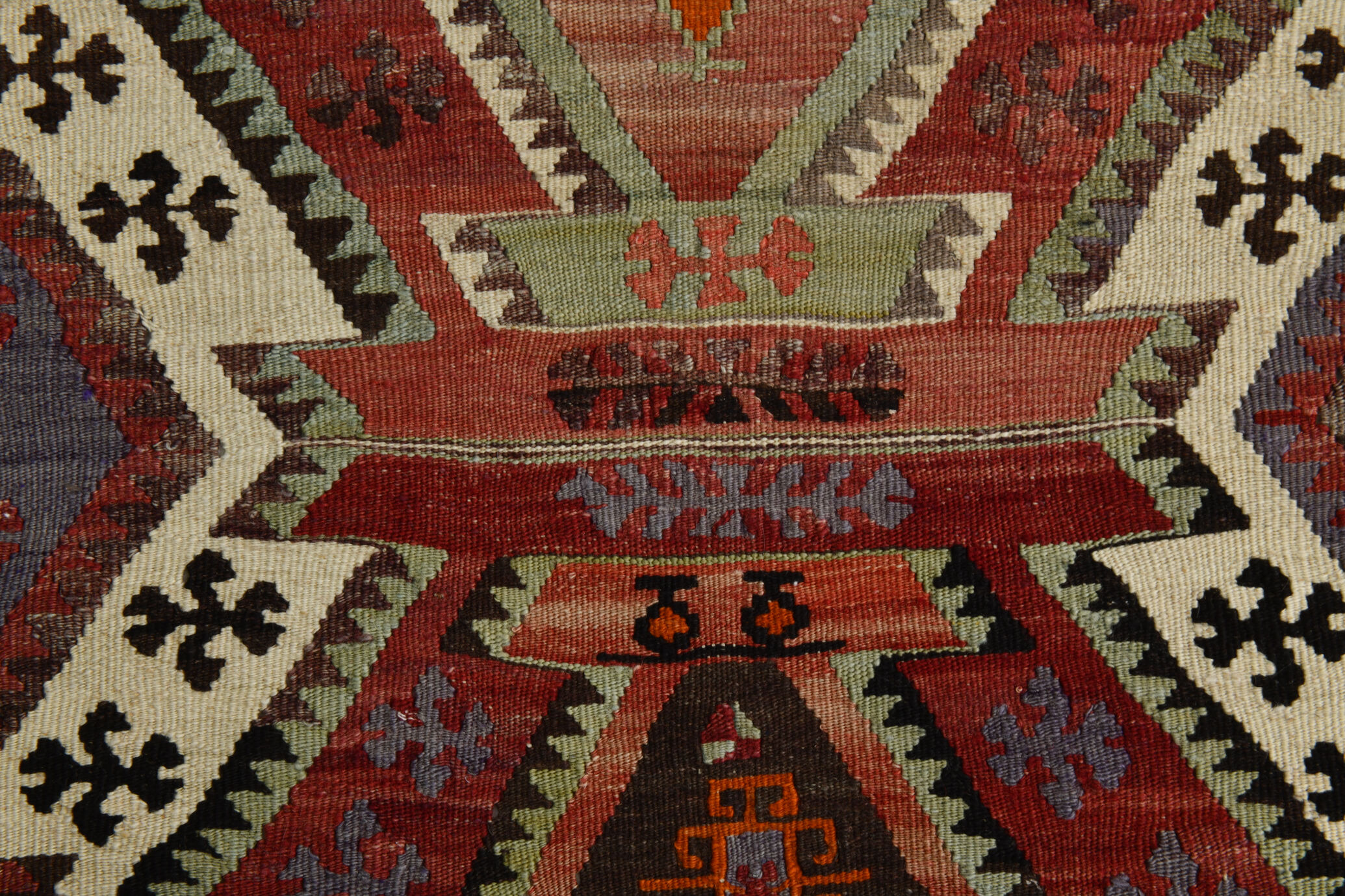 153x412Cm Soft Handmade Wool Vintage Kilim Rug,