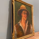 Old painting portrait of a man with a cigarette