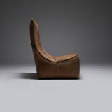 Stunning lounge chair The Rock in brown leather by Gerard Van Den Berg - Montis