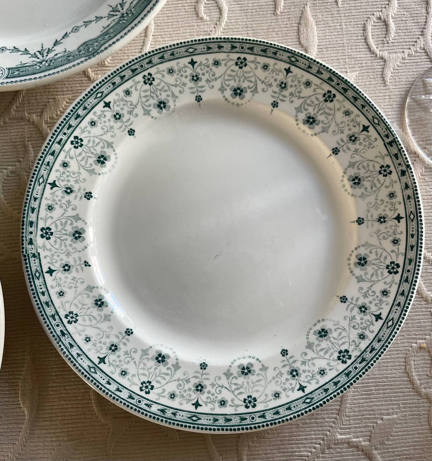 5 antique ironstone plates from Moulin des Loups.