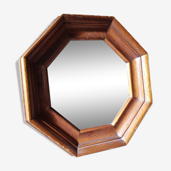 Miroir octogonal en bois vintage 25x25cm