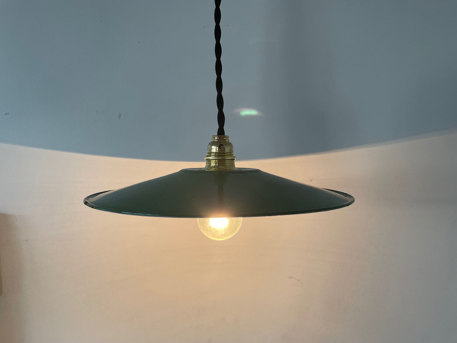 Old enameled metal lampshade