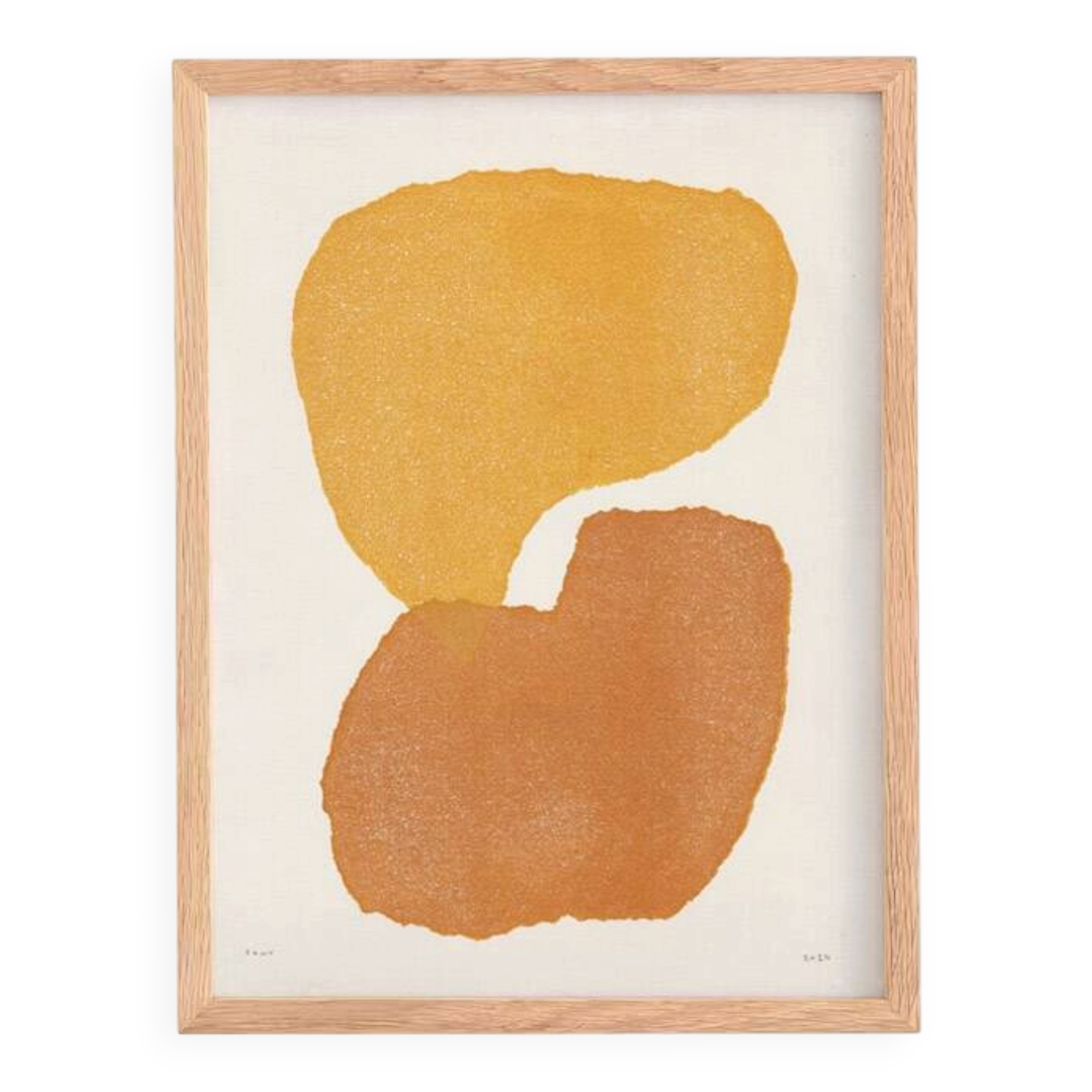 Abstract painting 30x40cm yellow and ochre signed eawy