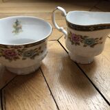 Tea set (6 cups and saucers, a large plate, a milk jug and a sugar jug)