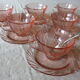 6 pink Vereco coffee cups in excellent condition