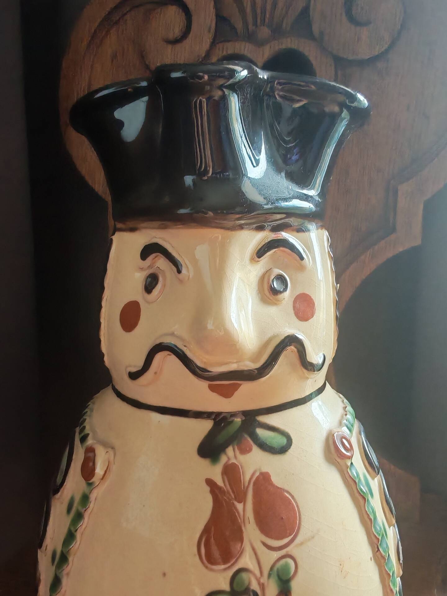 Anthropomorphic pitcher in slipware Hungarian folk art 1960