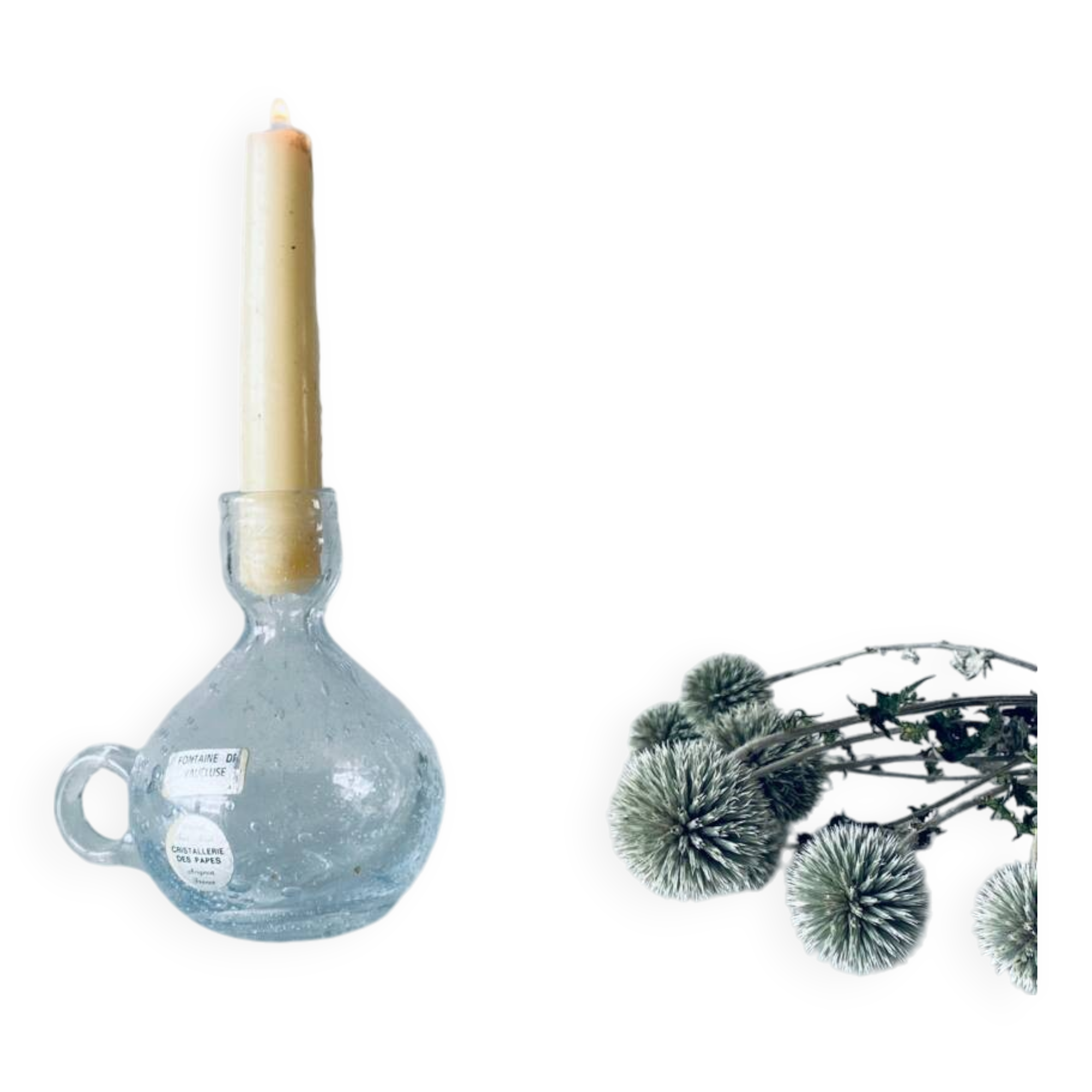 Blown crystal candle holder