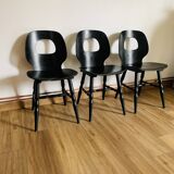 Set of 3 black Baumann eye model chairs