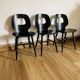 Ensemble de 3 chaises noires modèle œil de Baumann