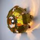 Spanish sunburst ceiling light fixture or sconce in gilt iron, 1970s