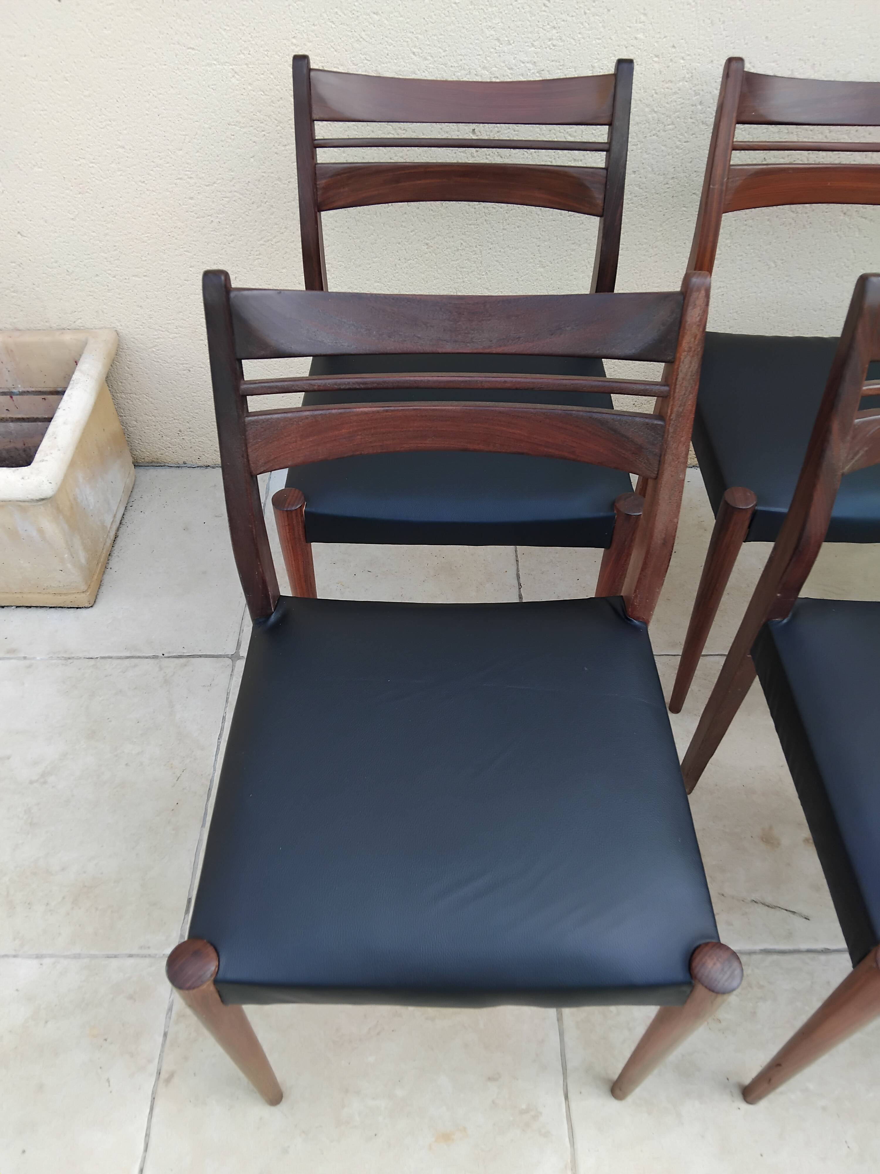 6 vintage teak chairs from the 1960s, Scandinavian Danish.