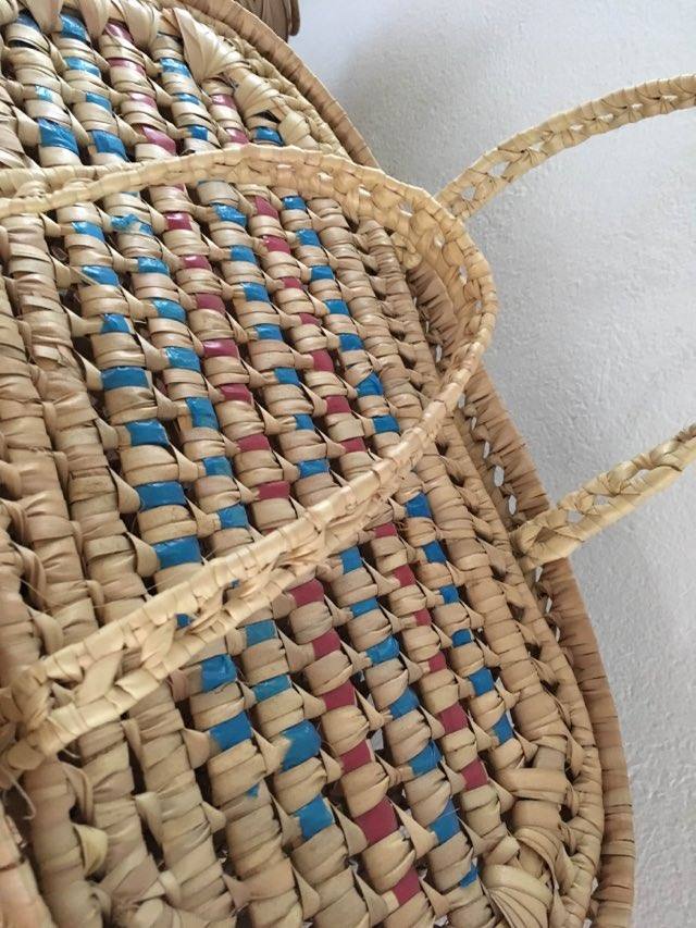 Bohemian three-colour wicker basket