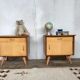Pair of night table feet compass bedside end of vintage sofa old 1950 1960 retro