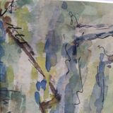 watercolor signed René Lacaze Farmyard