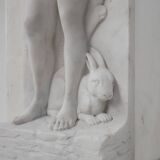 French Carrara marble fire place with Adam and Eve decoration