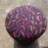 Set of 3 vintage round poufs printed 90