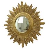 Miroir soleil Sunburst XL en résine dorée