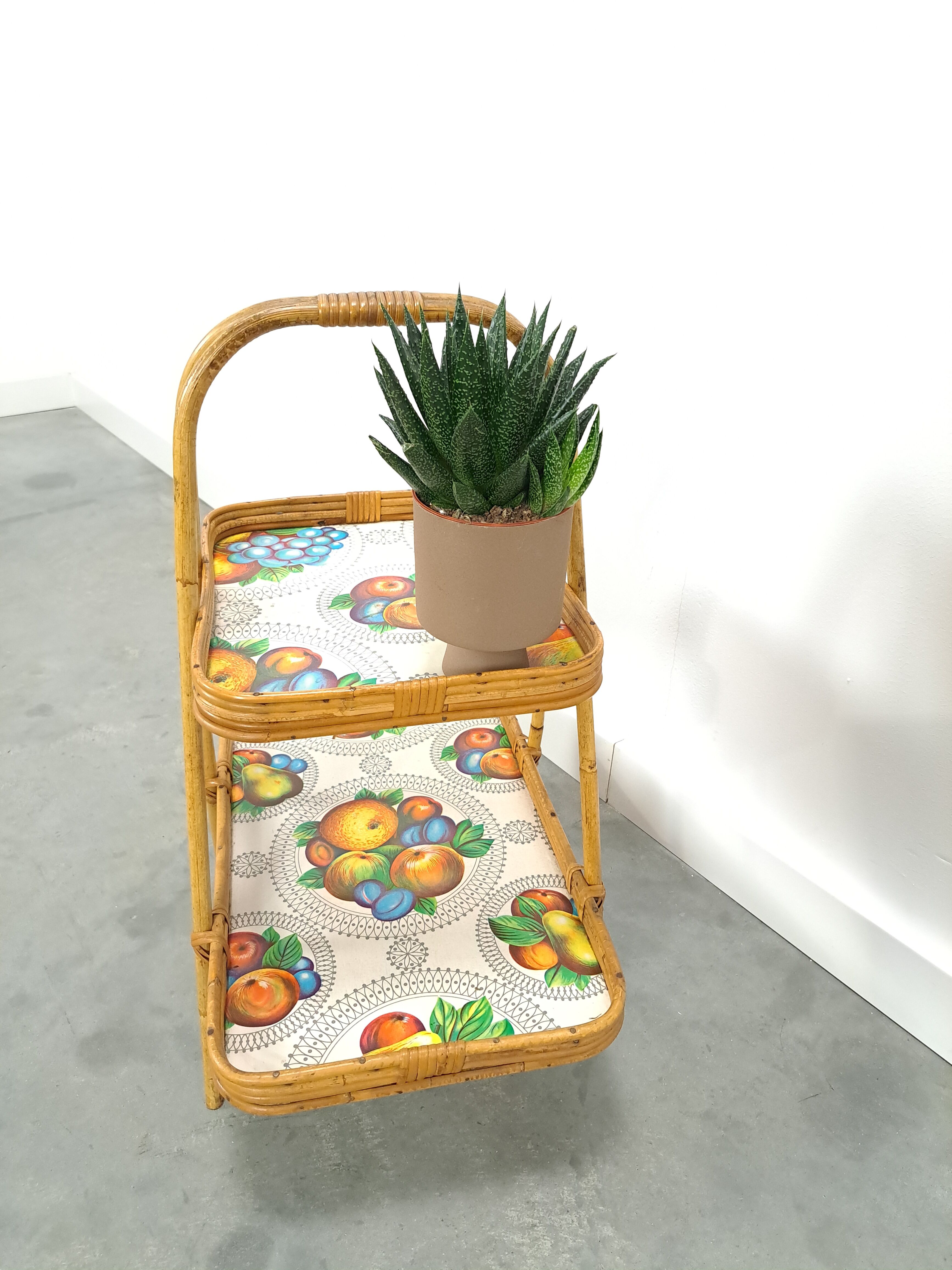 Rattan serving table