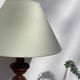 Turned wooden lamp old bluish gray lampshade