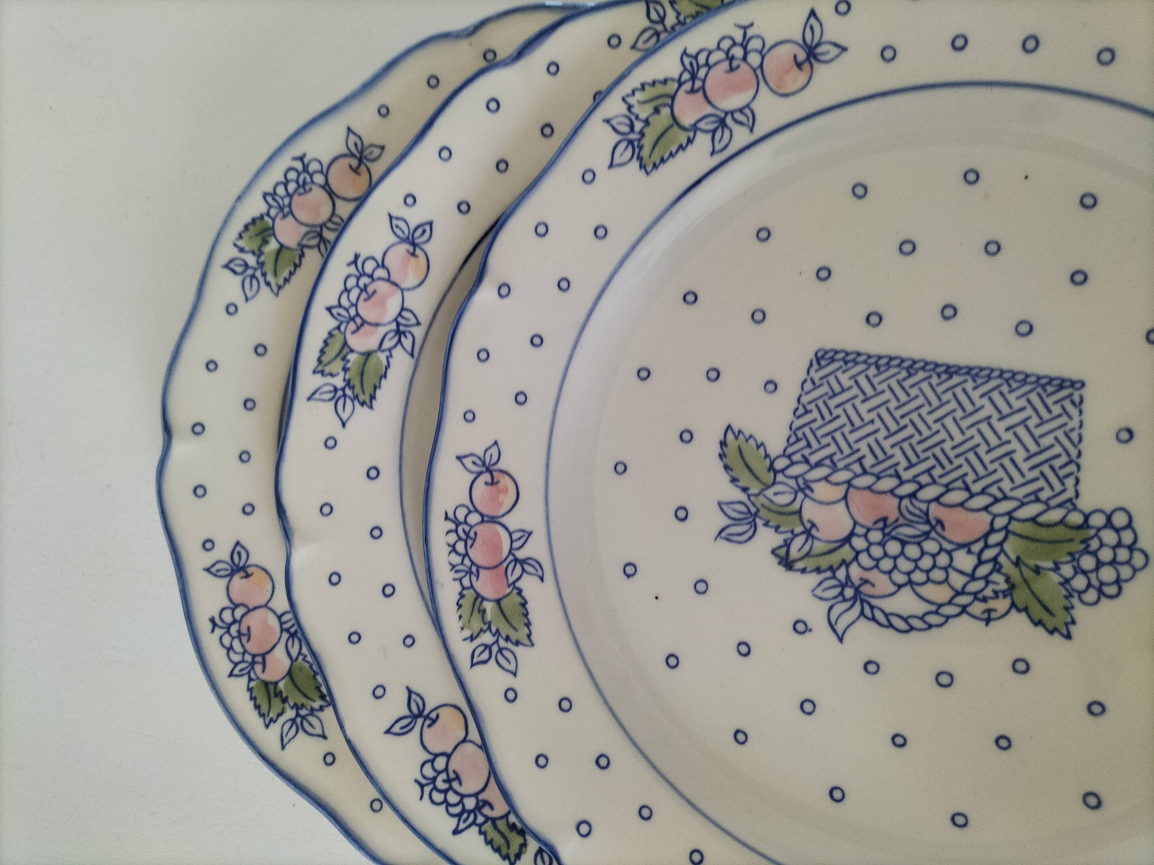 Trio of Gien dinner plates – “Marie Pierre Boitard” model