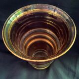 art deco vase in fuchsia & gold glass cira 1930 - belgian glassware (boom/doyen/laeken)