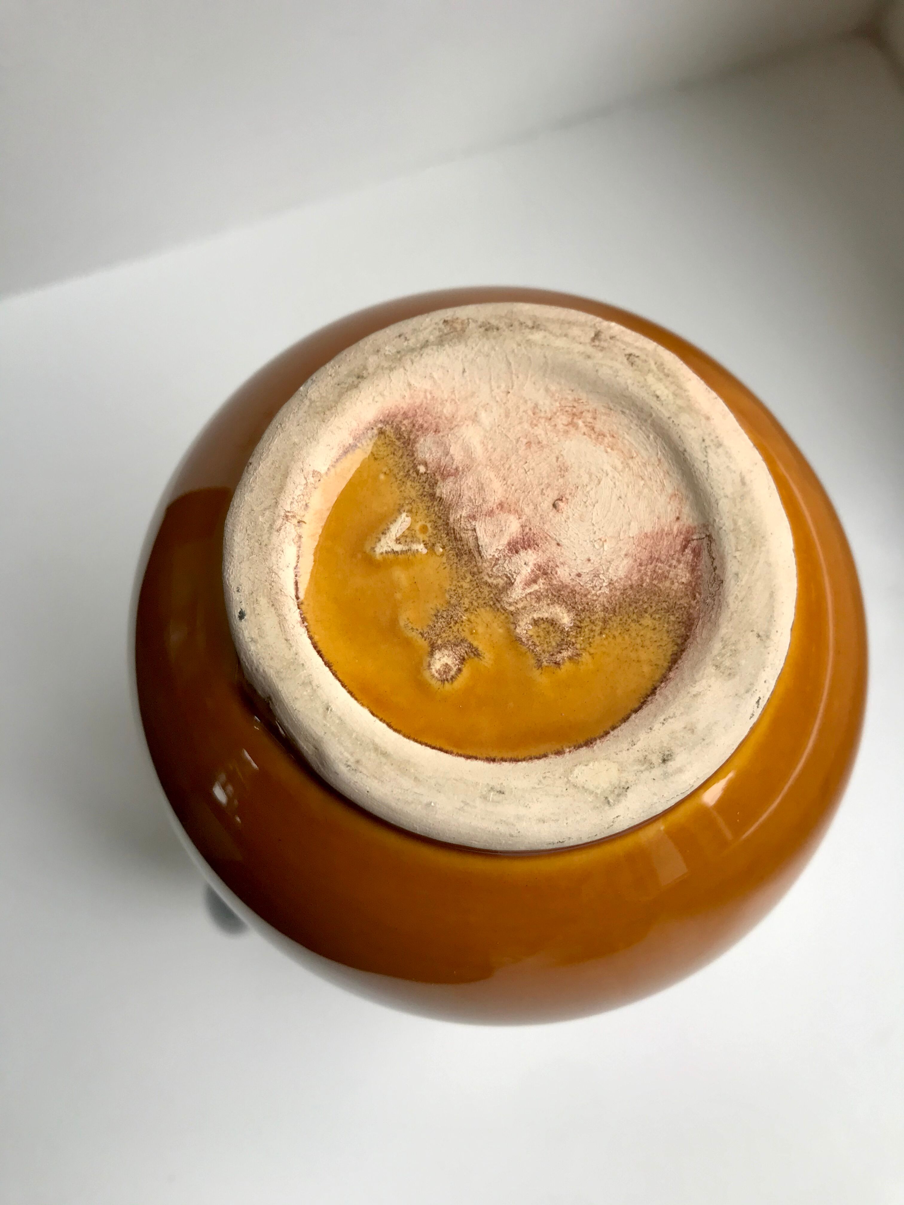 Vallauris yellow ceramic vase made in France 70s