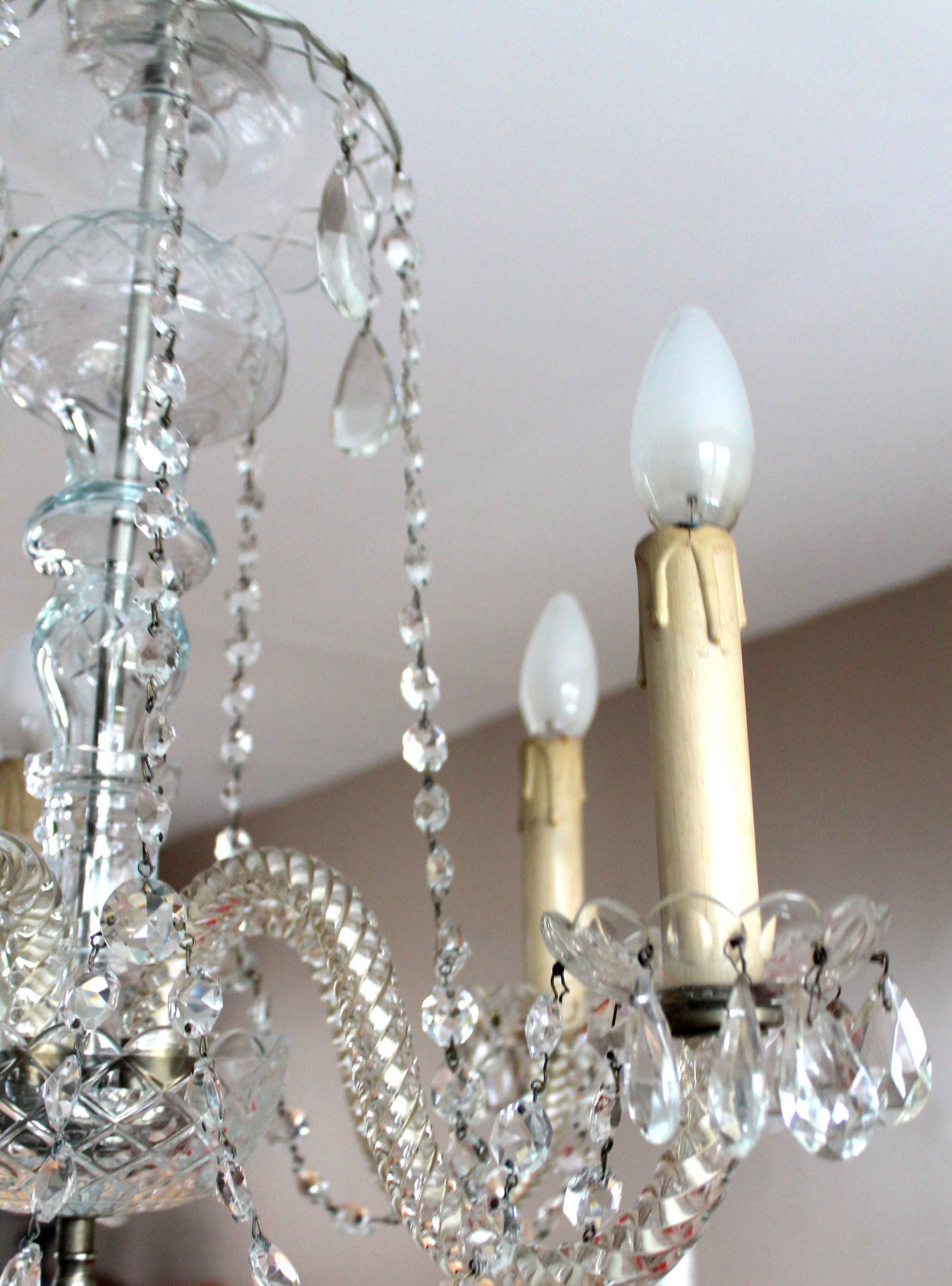5 lights crystal pendant chandelier from Czechoslovakia