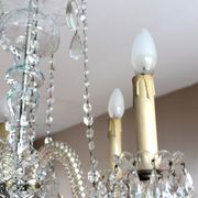 Lustre à pampilles 5 feux en cristal de Tchécoslovaquie