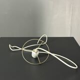 Midcentury pair pencil rattan large ( 62 cm ) pendants, Italy 1970s