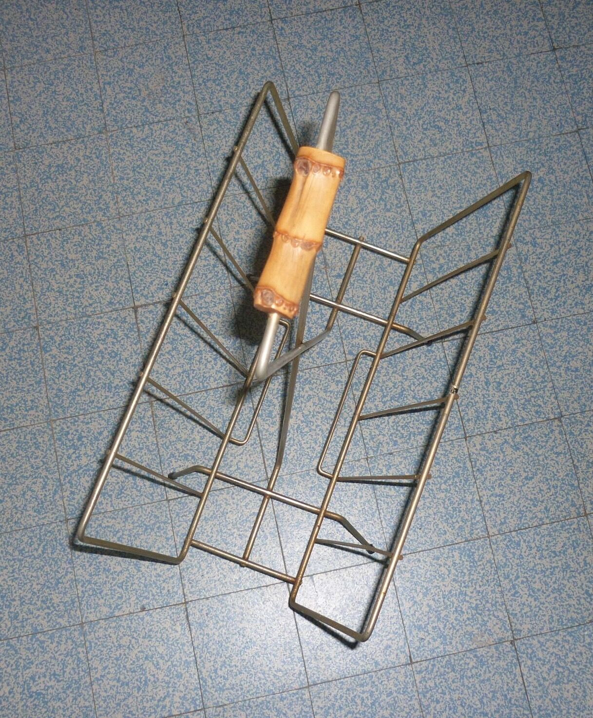 Vintage brushed gold steel magazine holder