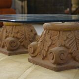 1960s stone and glass pedestal coffee table
