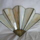 70's "fan" wall light in mother-of-pearl and vintage metal
