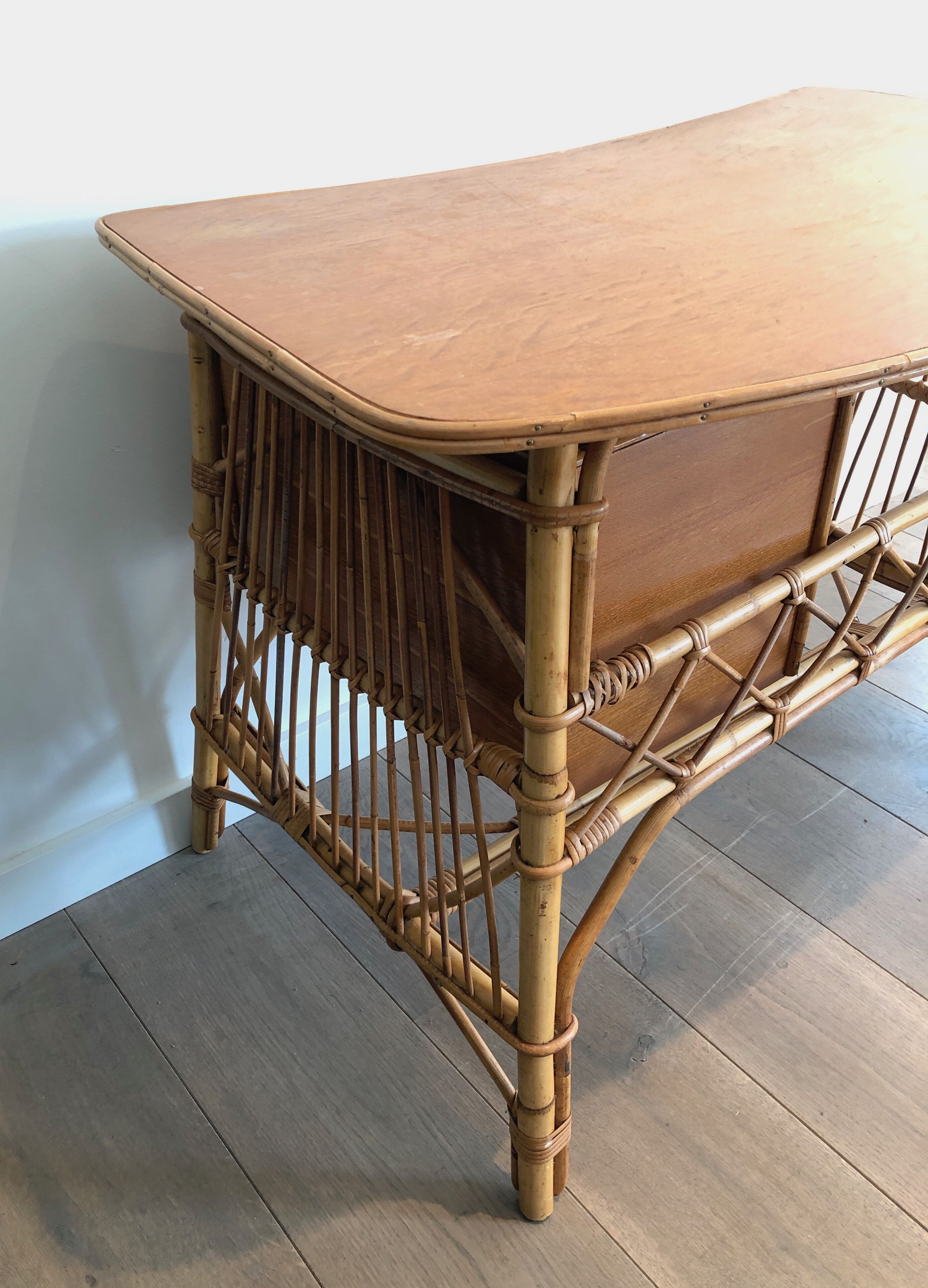 Rattan desk around 1970