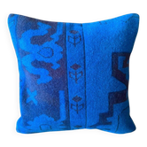 Vintage Turkish Wool Tribal Pillow, 18x18 Hand-Knotted Rug Cushion