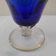 Ewer/pitcher, cobalt blue glass, enameled with flowers, 1950s-60s