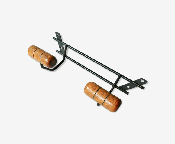 Wall coat rack from the 60s, in wood and metal