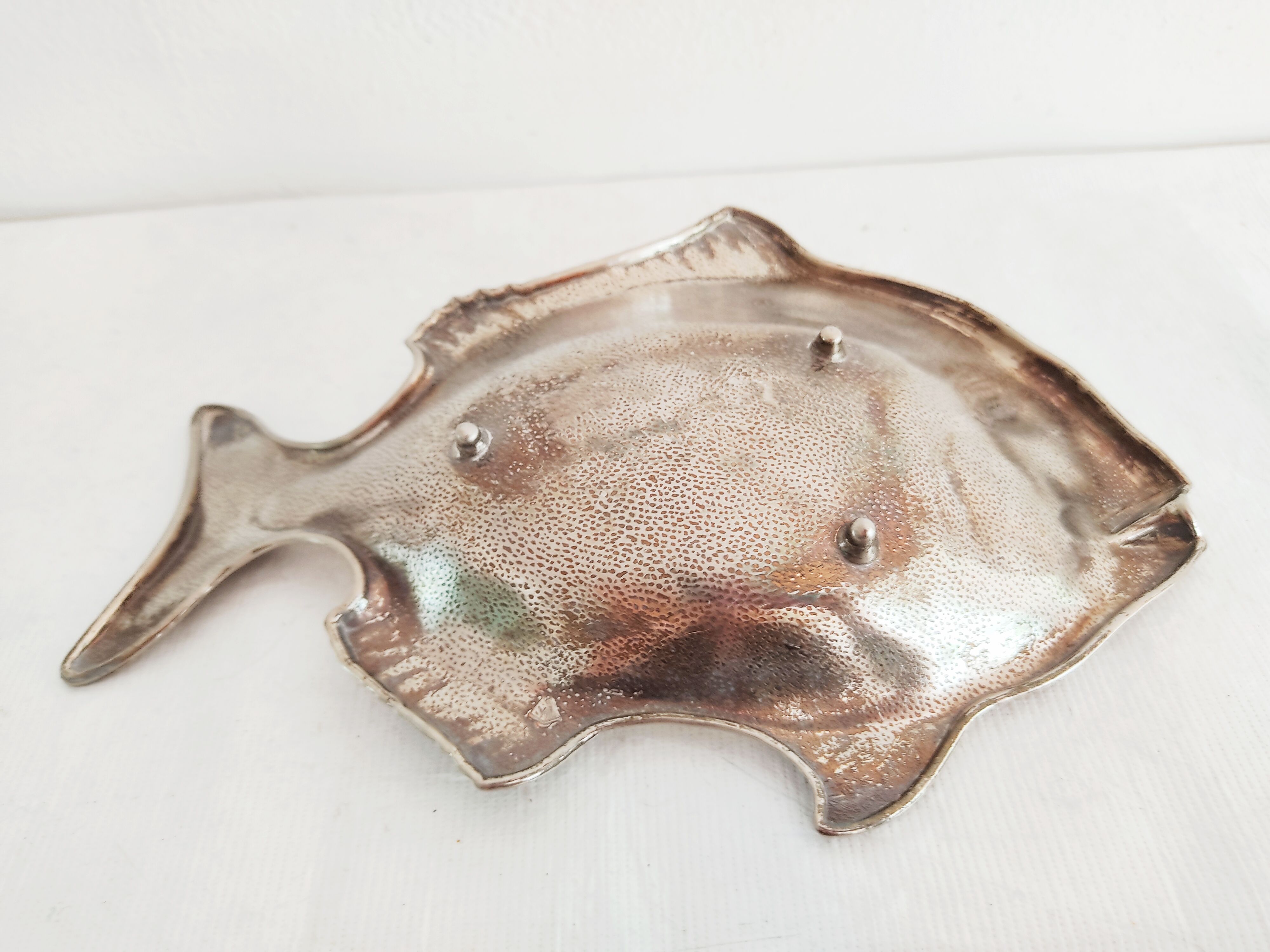Vide poche poisson métal argenté