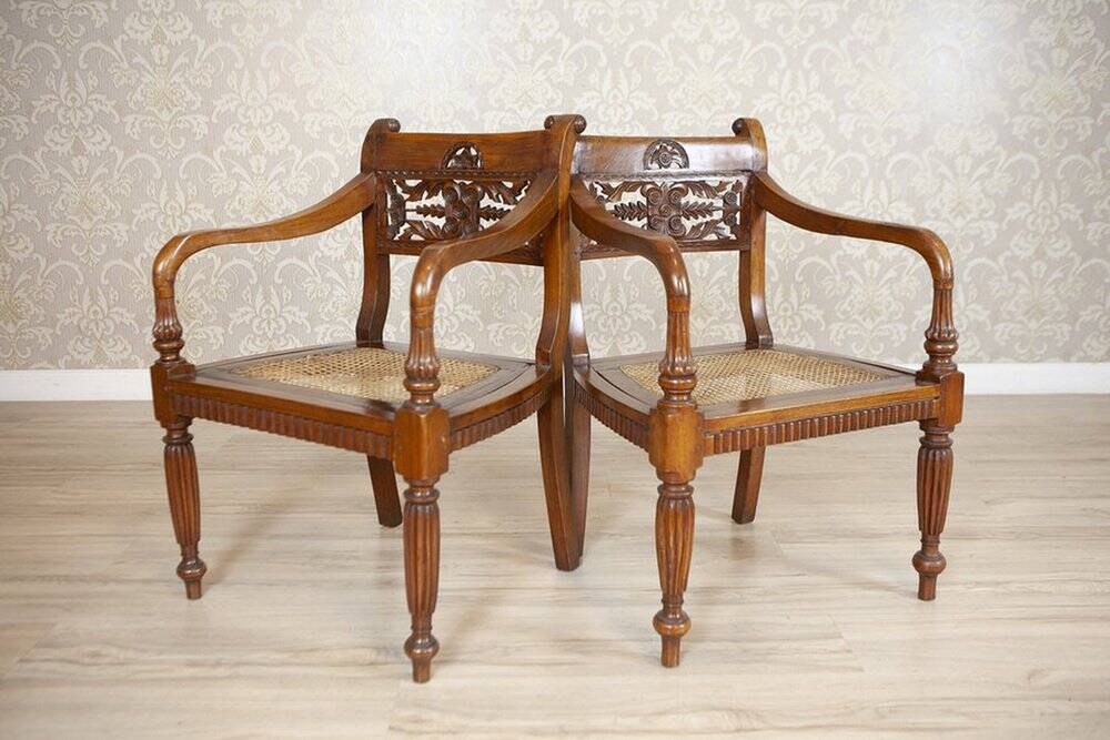 Antique Rosewood Parlor Set with Carved Backrests, Set of 3
