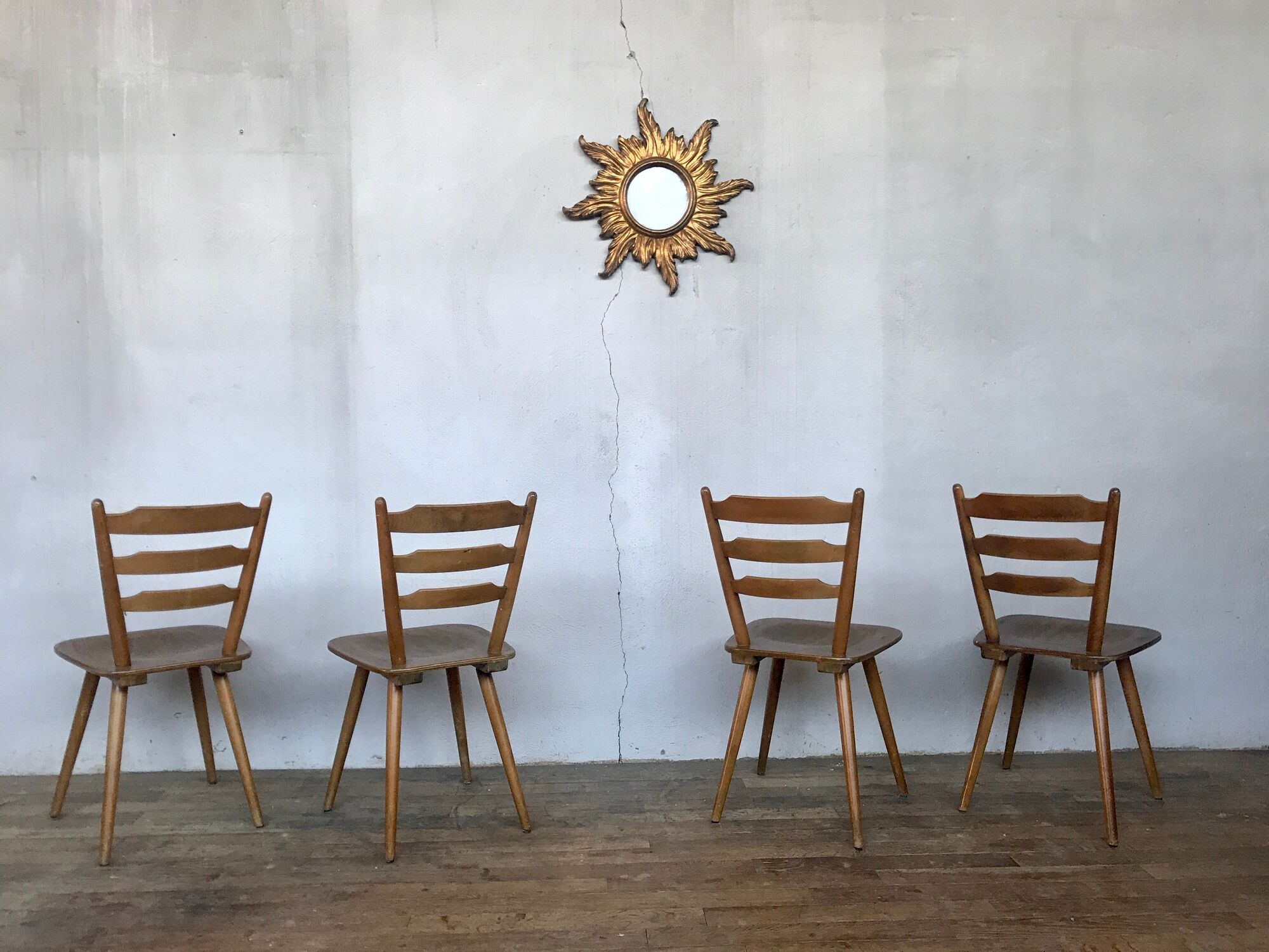 Series of 20 Scandinavian chairs or vintage wooden bistro