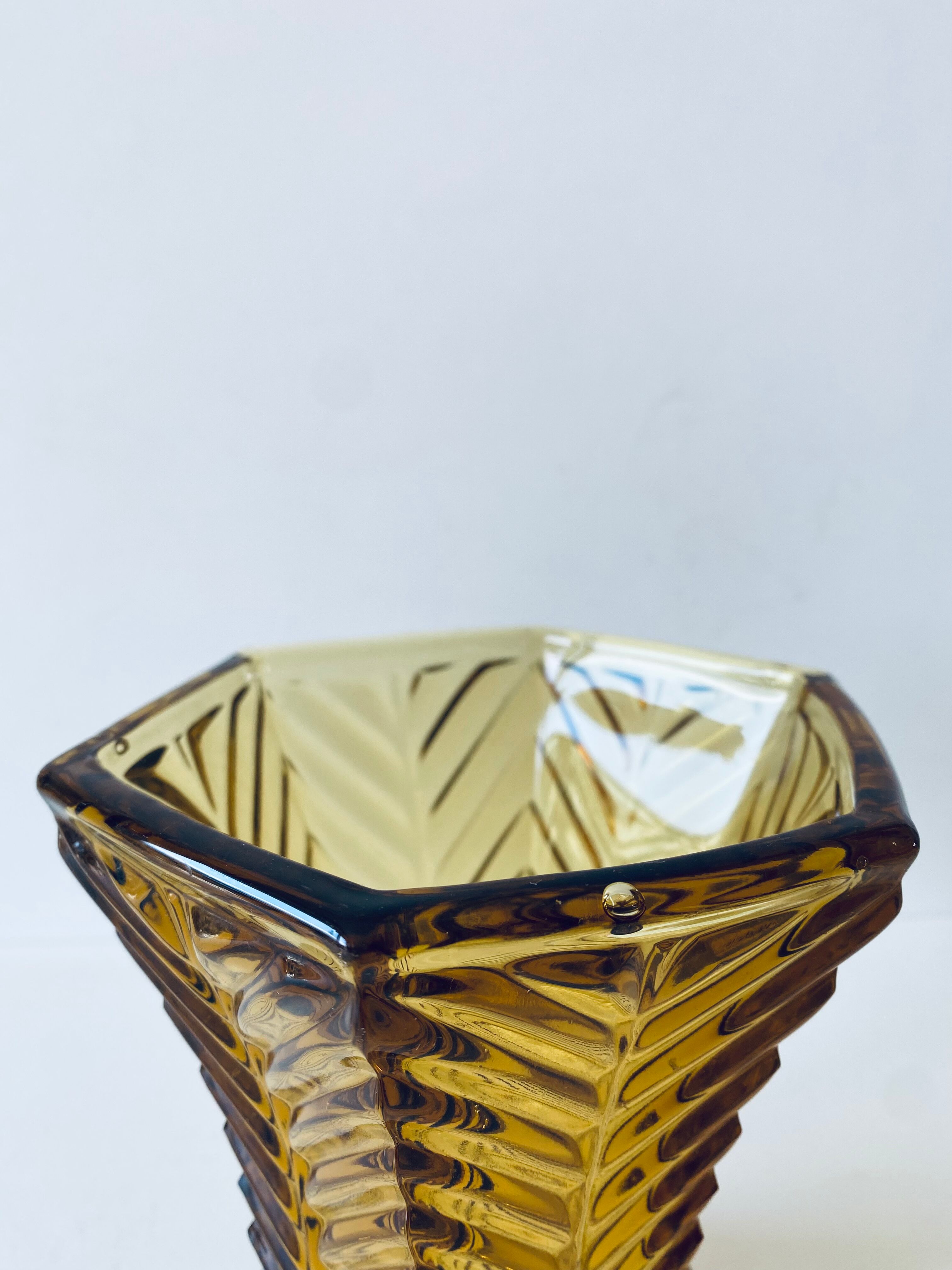 Old amber glass vase