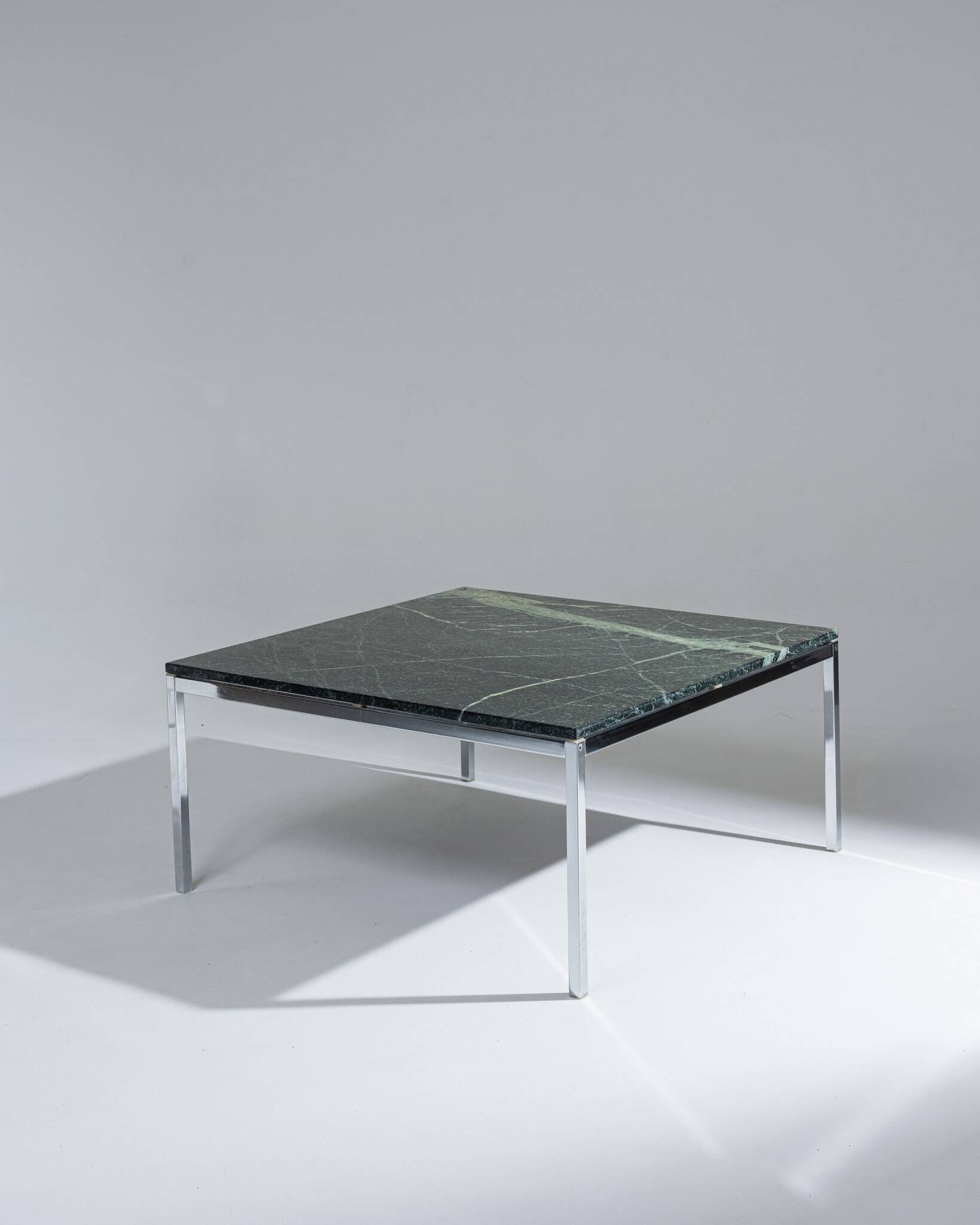 Square green marble coffee table, 1970s
