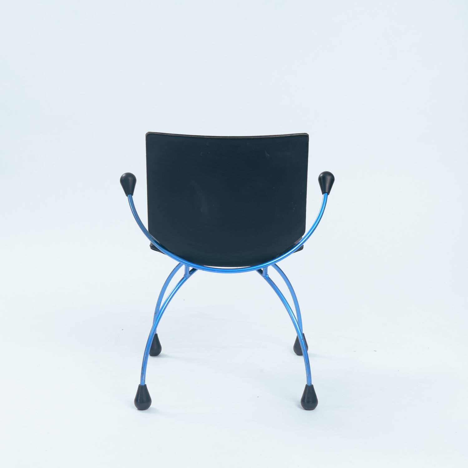 Postmodern metal leather chair by Boonzaaijer Mazairac, 1980s, Netherlands
