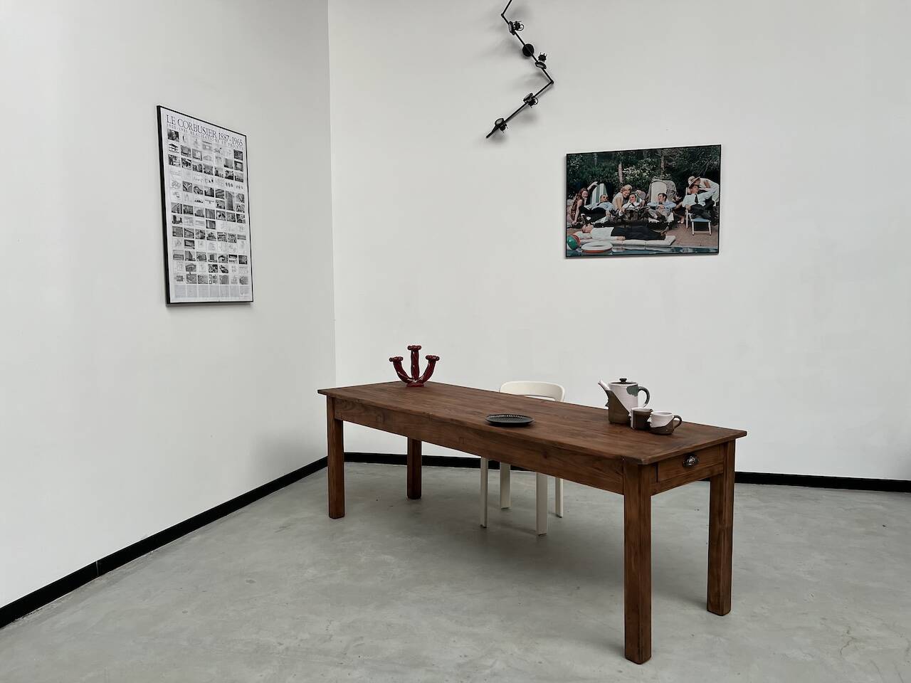 Table de ferme en pin 223 cm, années 70