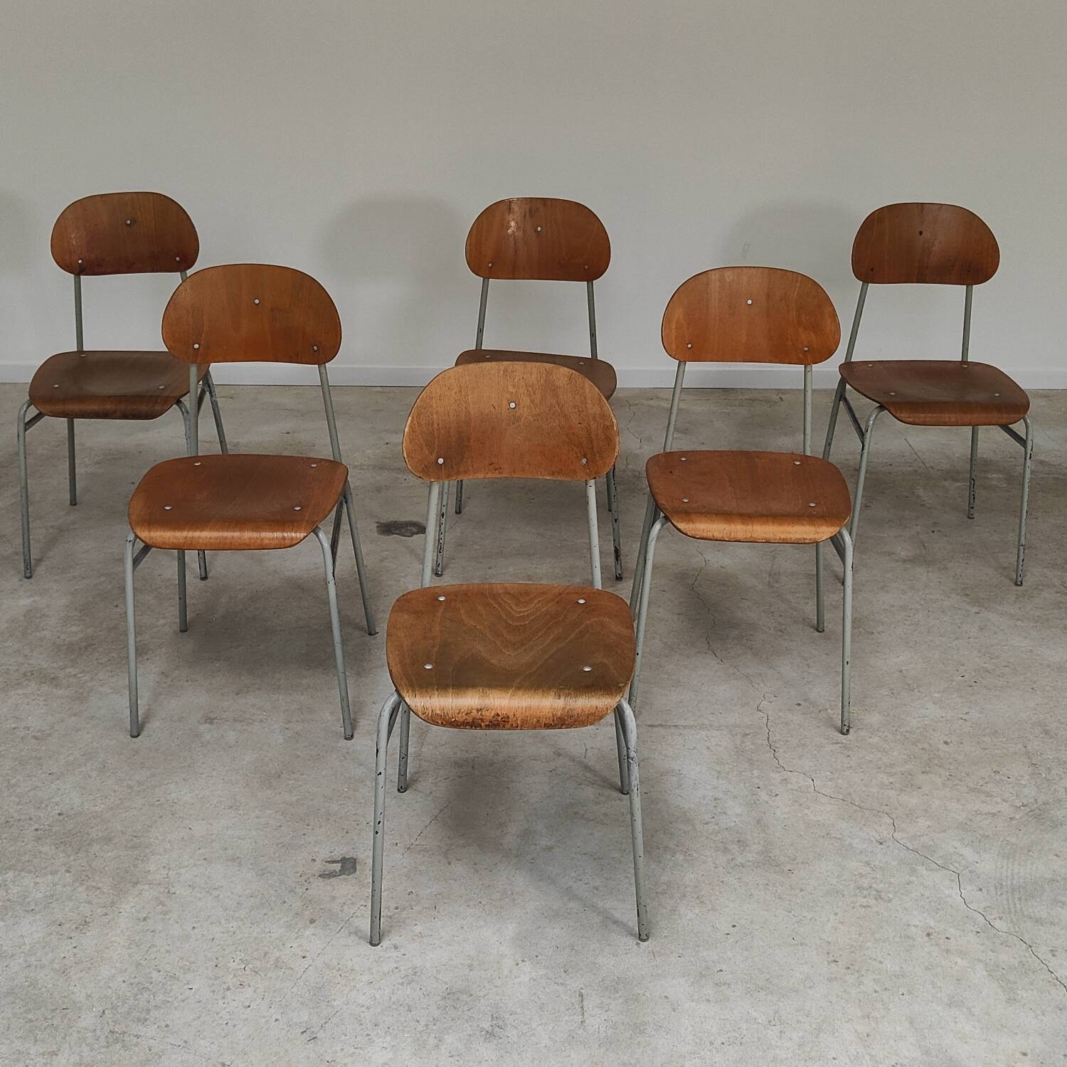 Lot of 24 chairs school chairs industrial style ex Czechoslovakia 1950