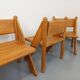 Set of 4 vintage brutalist chairs in solid oak from the 1960s.