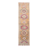 3x12 Vintage Red Orange Turkish Runner Rug, Handmade Wool Carpet, 86x352Cm