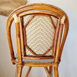 Vintage Gaty bar stools in two-tone rattan and caning.