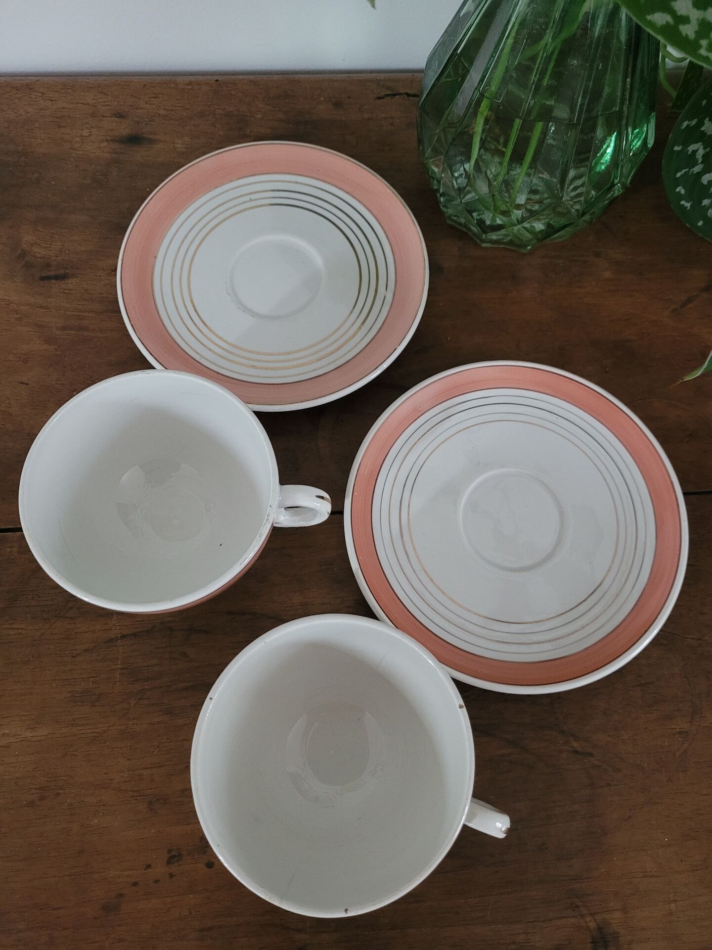 Set of 2 cups with saucers Luneville