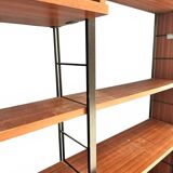 Scandinavian modular library shelves - lacquered mahogany metal 1970
