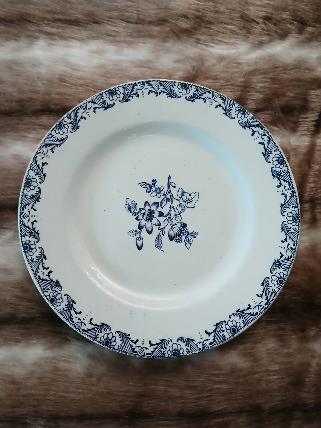 12 antique flat plates in ironstone
